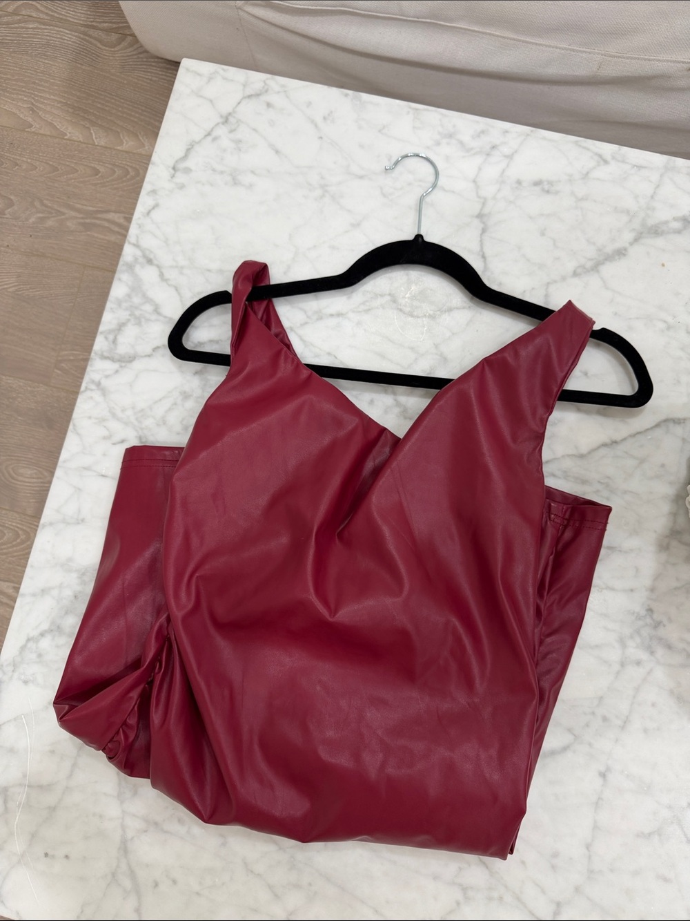 superdown Faux Leather Mini Dress in Burgundy